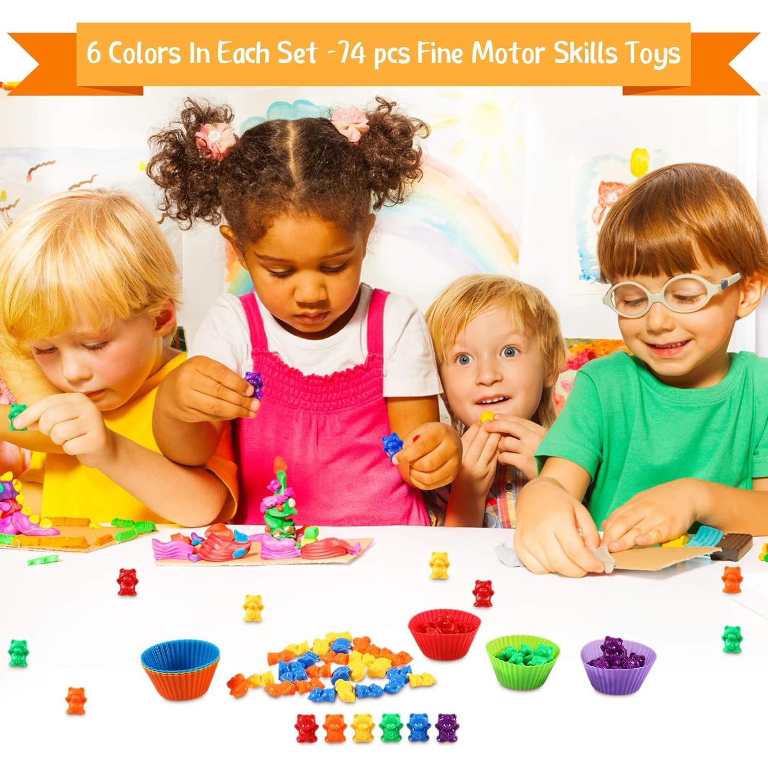 Juego de Clasificación y Conteo Skylety 74 Piezas Osos Arcoíris