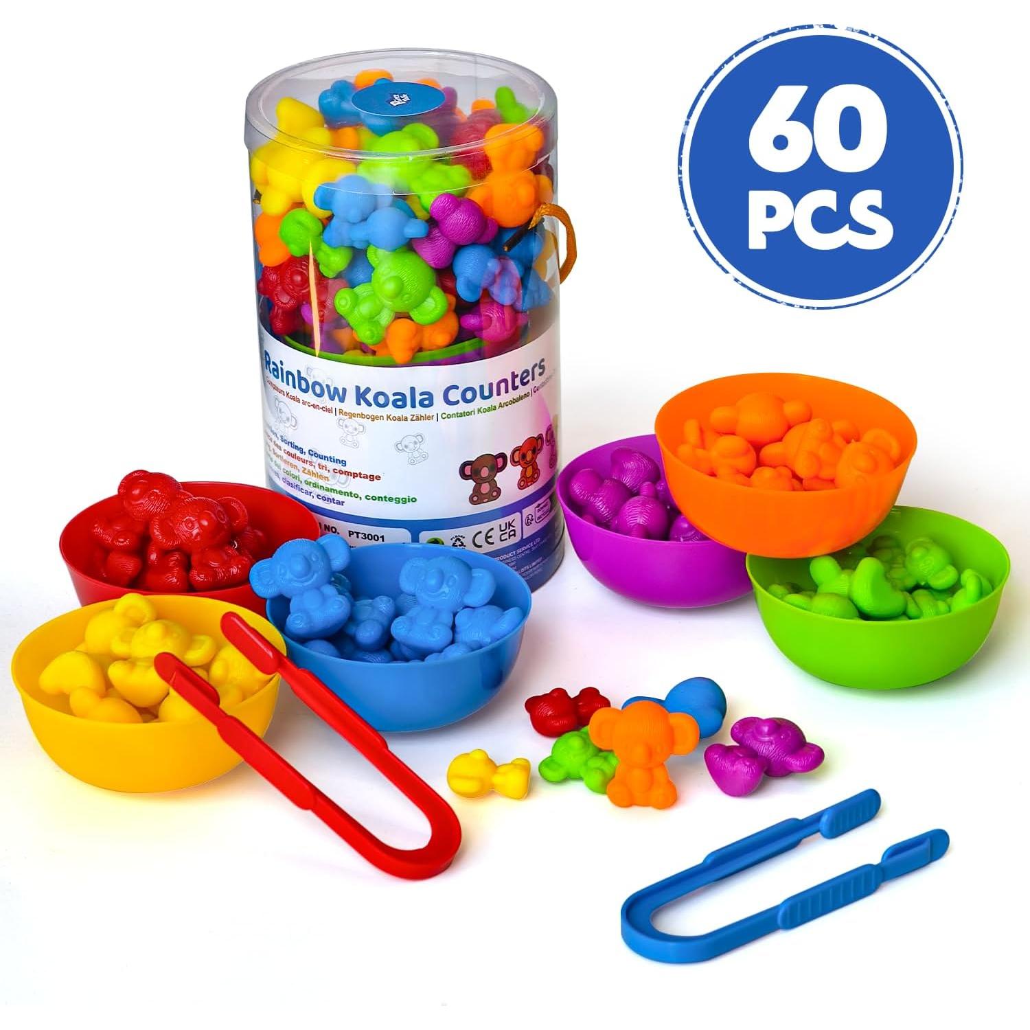 Juguetes de conteo Pairez Toys 60 koalas arcoíris educativos