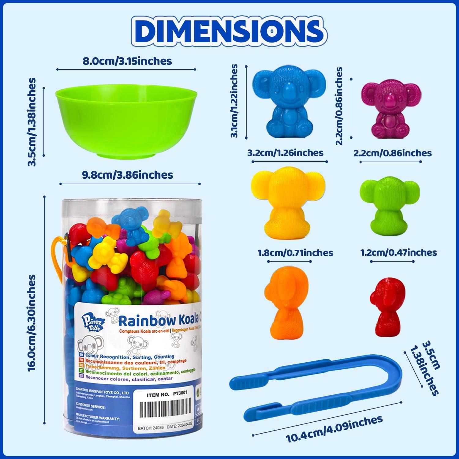 Juguetes de conteo Pairez Toys 60 koalas arcoíris educativos