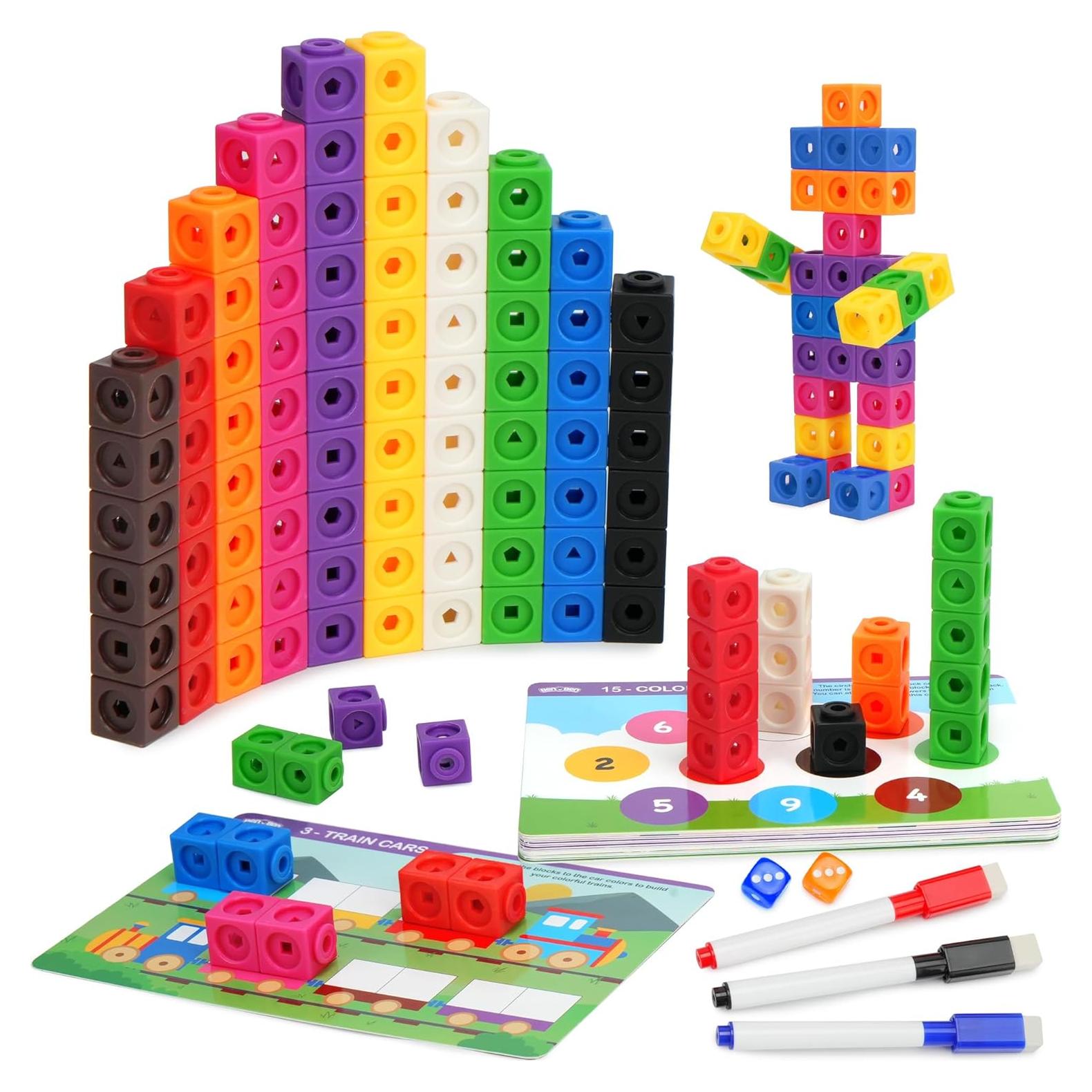 Bloques Matemáticos BenBen 100pcs con Tarjetas y Bolsa 3-8 años