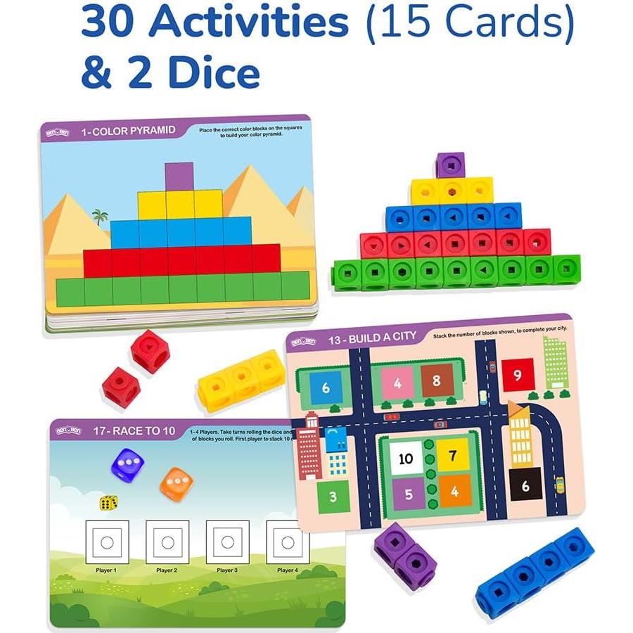 Bloques Matemáticos BenBen 100pcs con Tarjetas y Bolsa 3-8 años