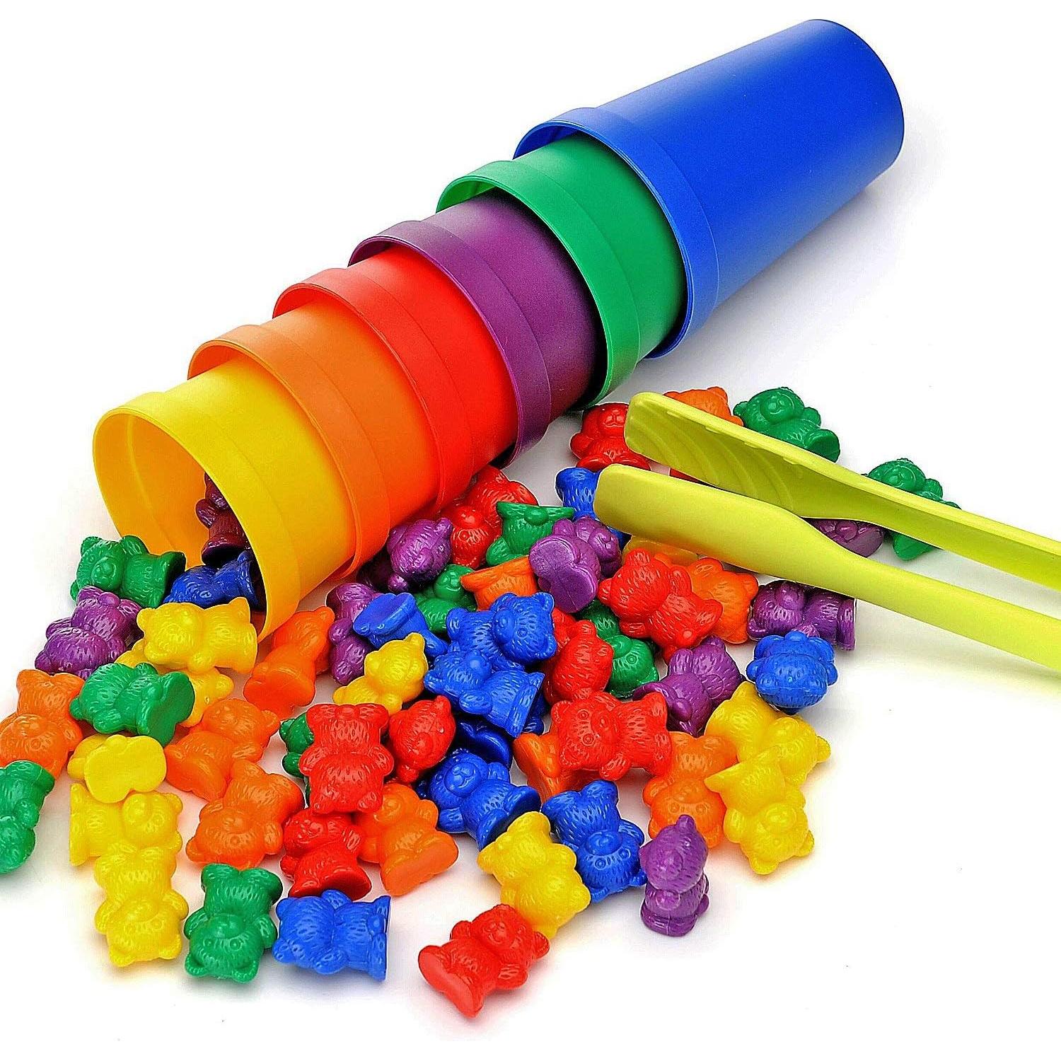 Osos de Conteo Legato - 60 Colores Arcoíris + Tazas y Pinzas