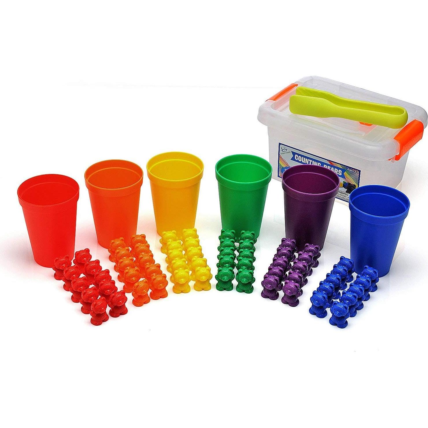 Osos de Conteo Legato - 60 Colores Arcoíris + Tazas y Pinzas