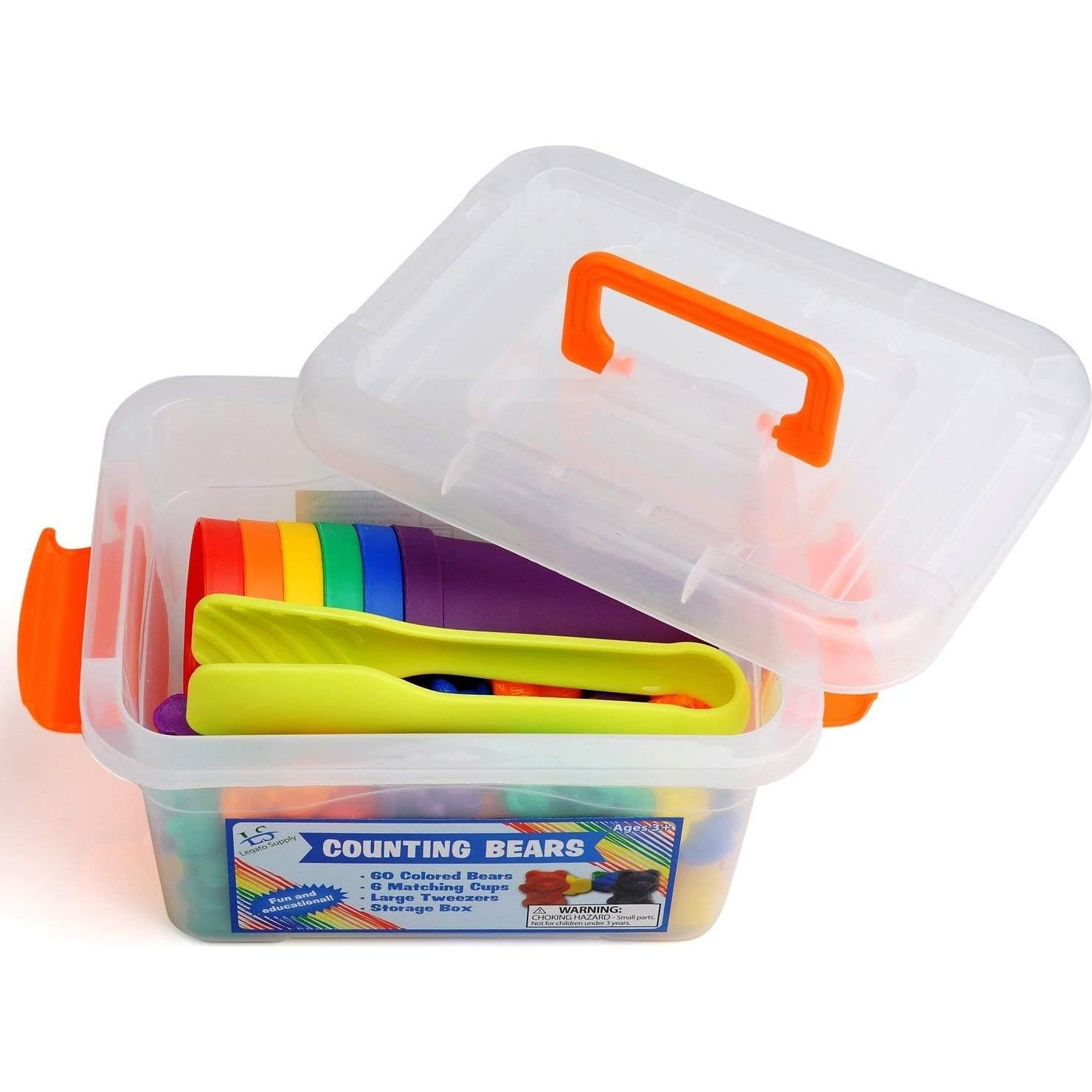 Osos de Conteo Legato - 60 Colores Arcoíris + Tazas y Pinzas