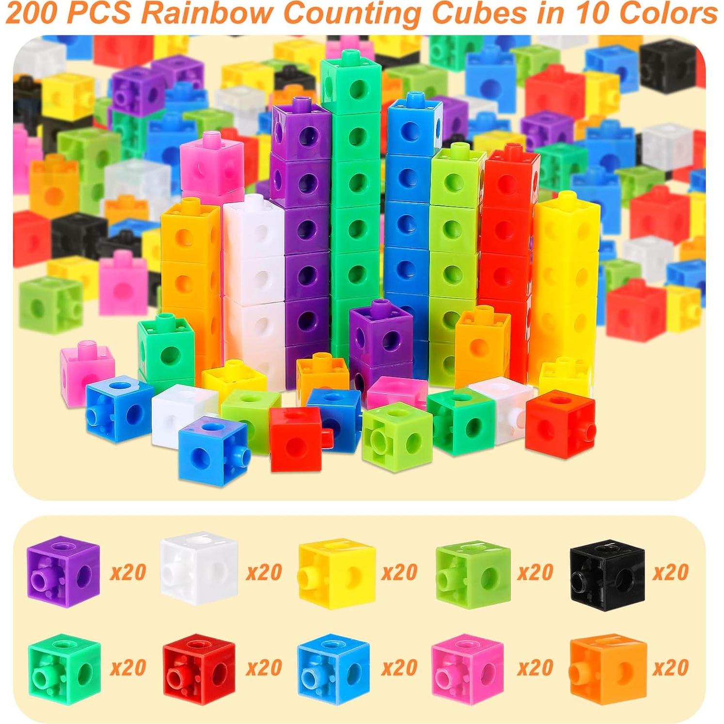 Cubos de Enlace Jenaai 200 Piezas Plástico Colorido 2 cm