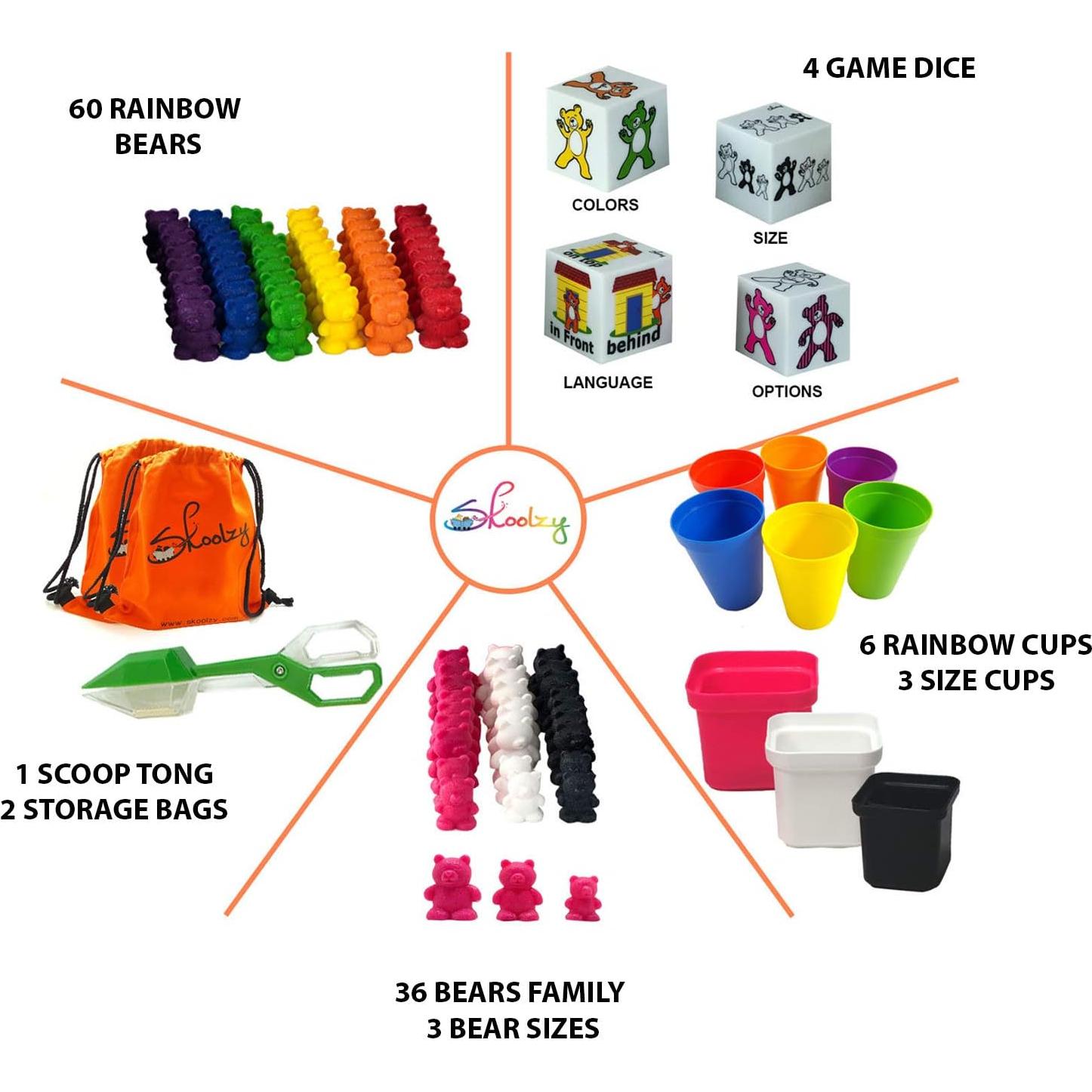 Ositos de Conteo Arcoíris Skoolzy - Juguetes Educativos 114 Piezas