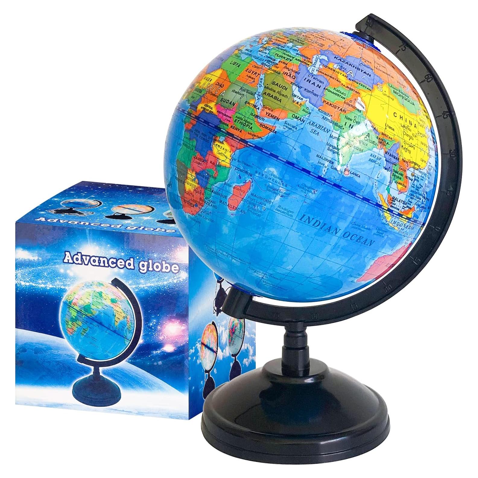Globo Terráqueo Geográfico 15 cm Rrshnsgv con Soporte