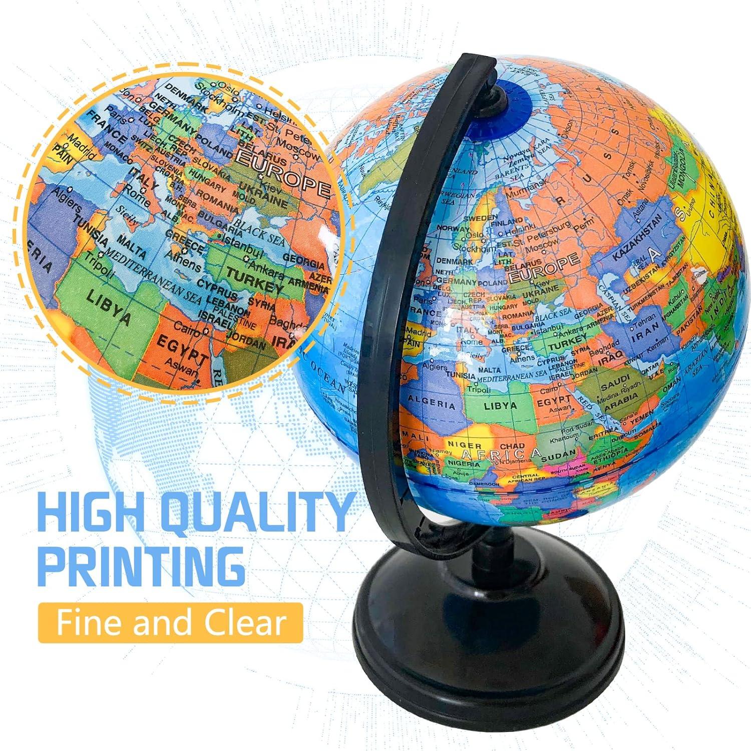 Globo Terráqueo Geográfico 15 cm Rrshnsgv con Soporte