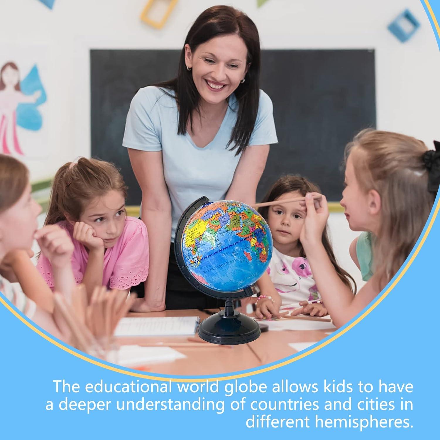 Globo Terráqueo Geográfico 15 cm Rrshnsgv con Soporte