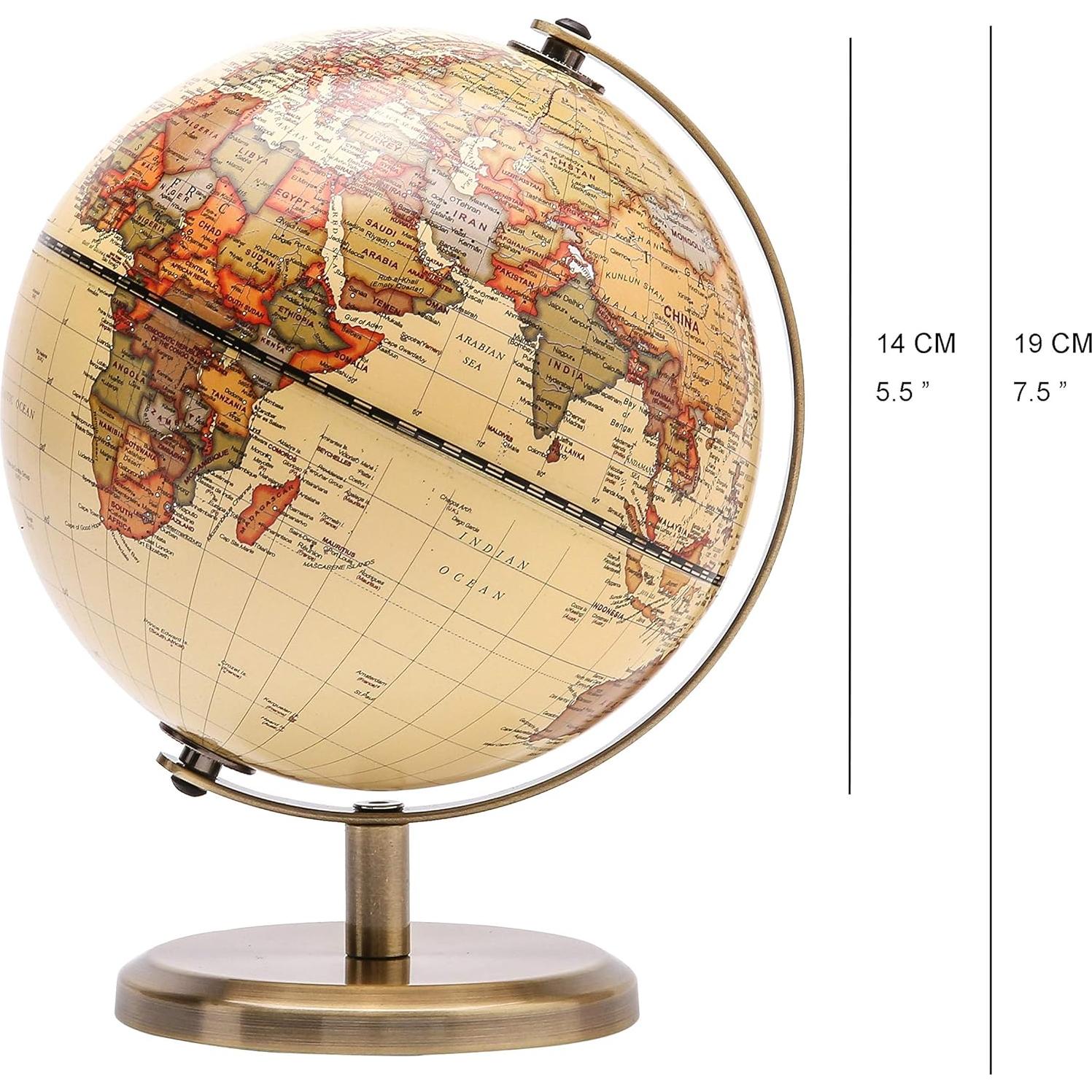 Globo Terráqueo Exerz 14 cm Vintage Mapa Inglés Decorativo