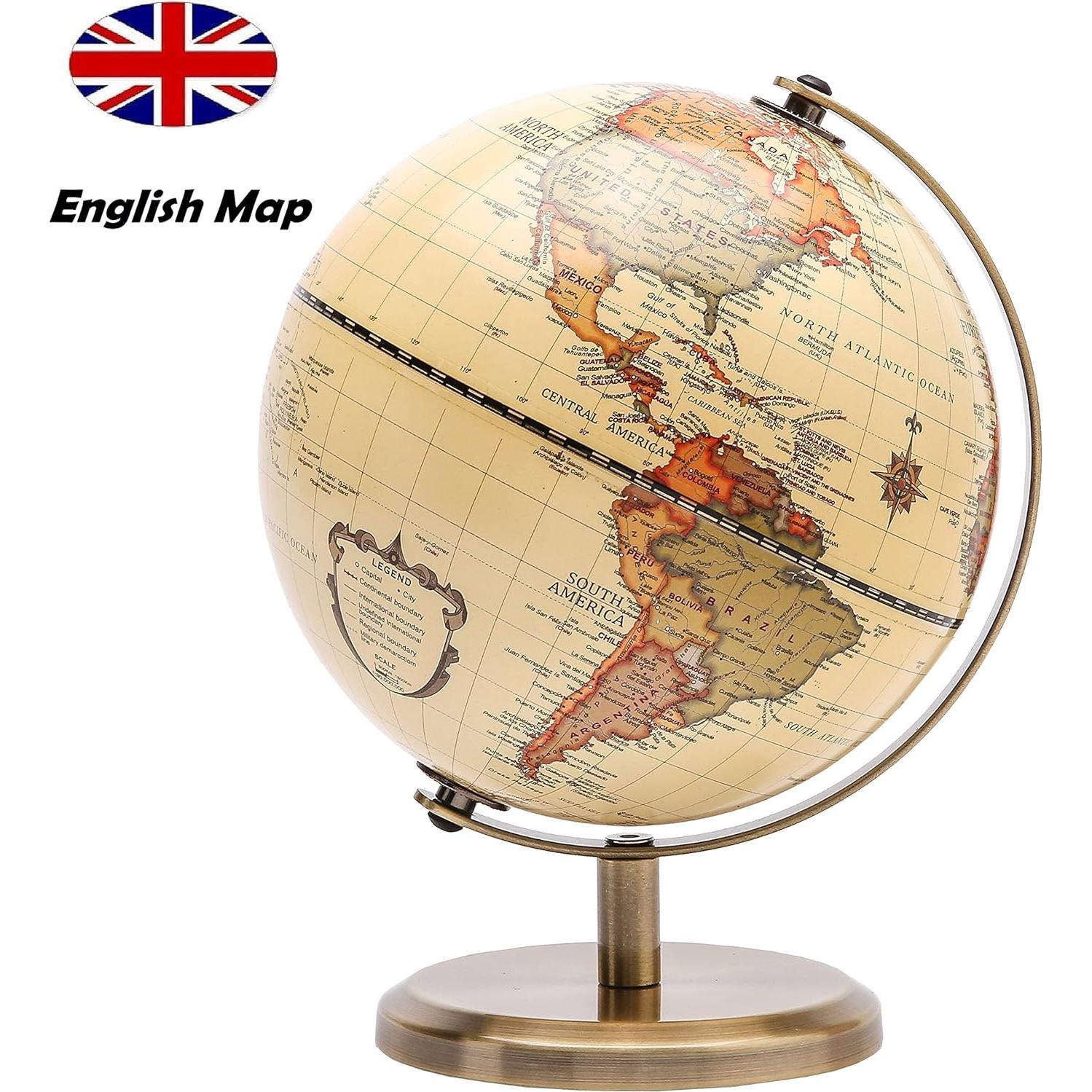 Globo Terráqueo Exerz 14 cm Vintage Mapa Inglés Decorativo
