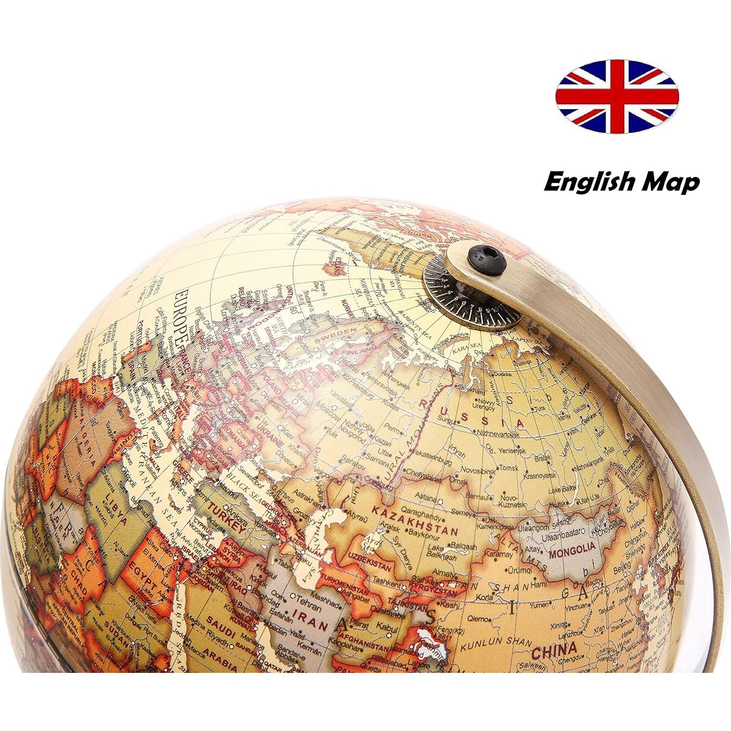Globo Terráqueo Exerz 14 cm Vintage Mapa Inglés Decorativo