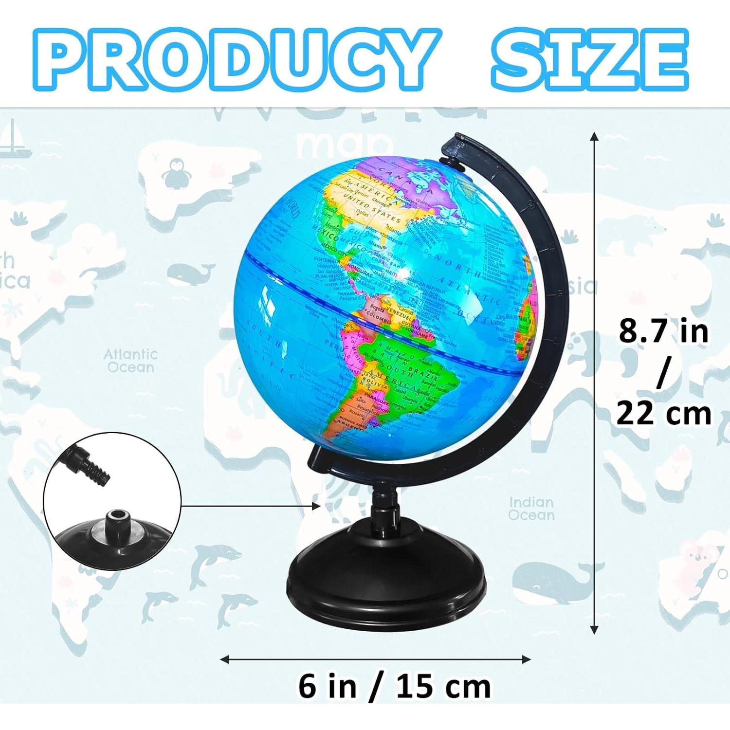 Globo Terráqueo Geográfico 15 cm Jgalnim con Soporte