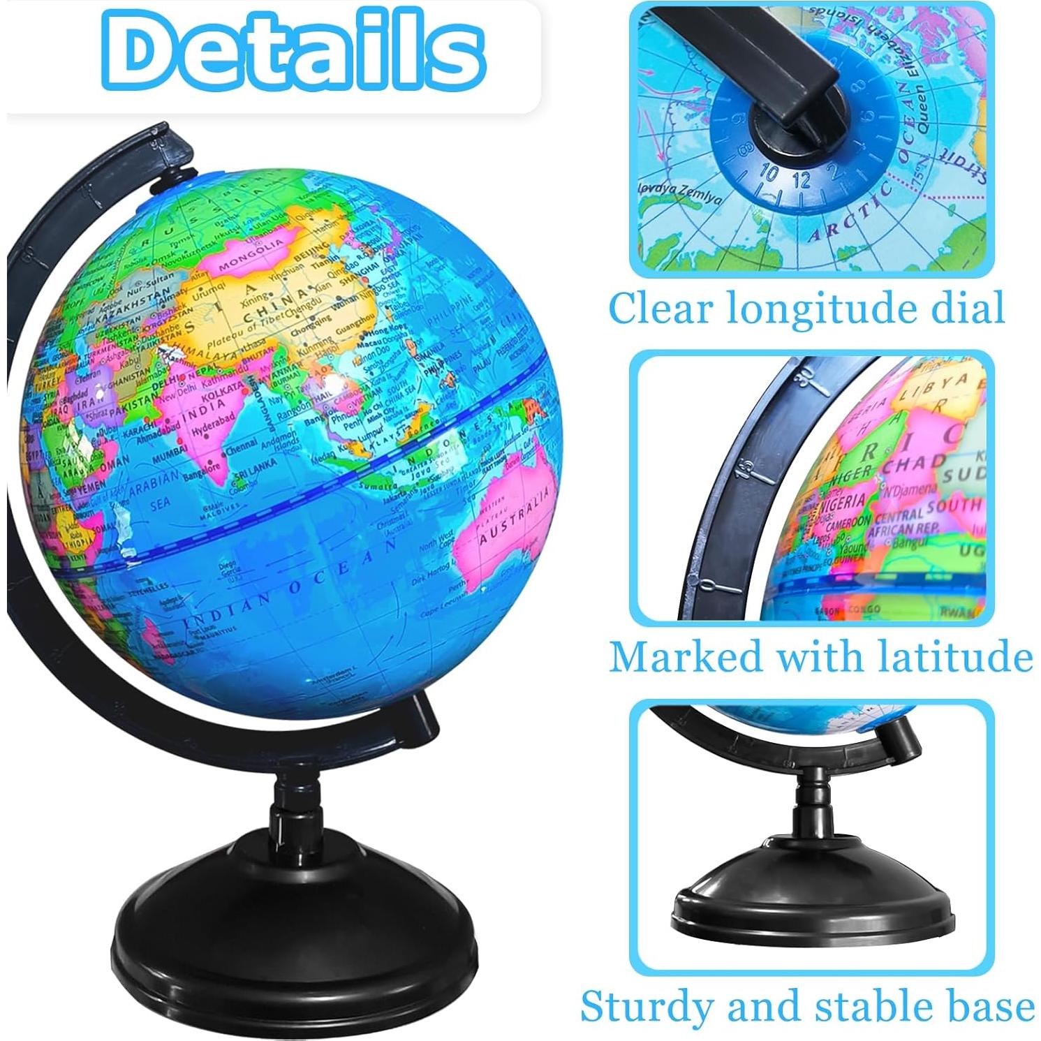 Globo Terráqueo Geográfico 15 cm Jgalnim con Soporte