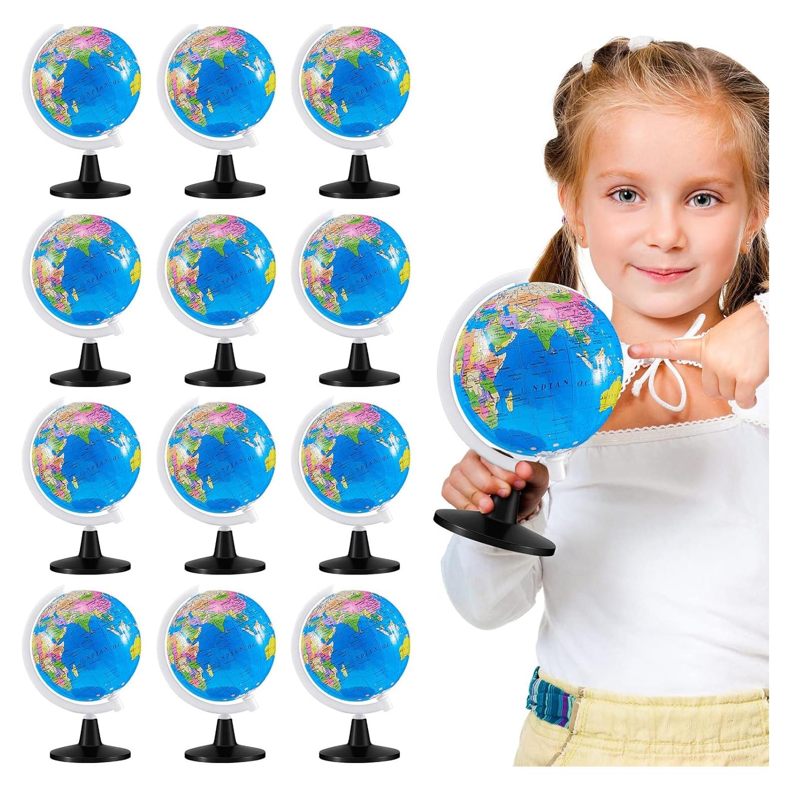 Henoyso Mini Globo Terráqueo 12 Pcs 3.4" Educativo Azul