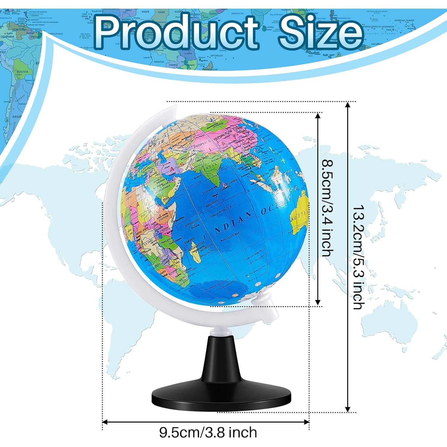 Henoyso Mini Globo Terráqueo 12 Pcs 3.4" Educativo Azul