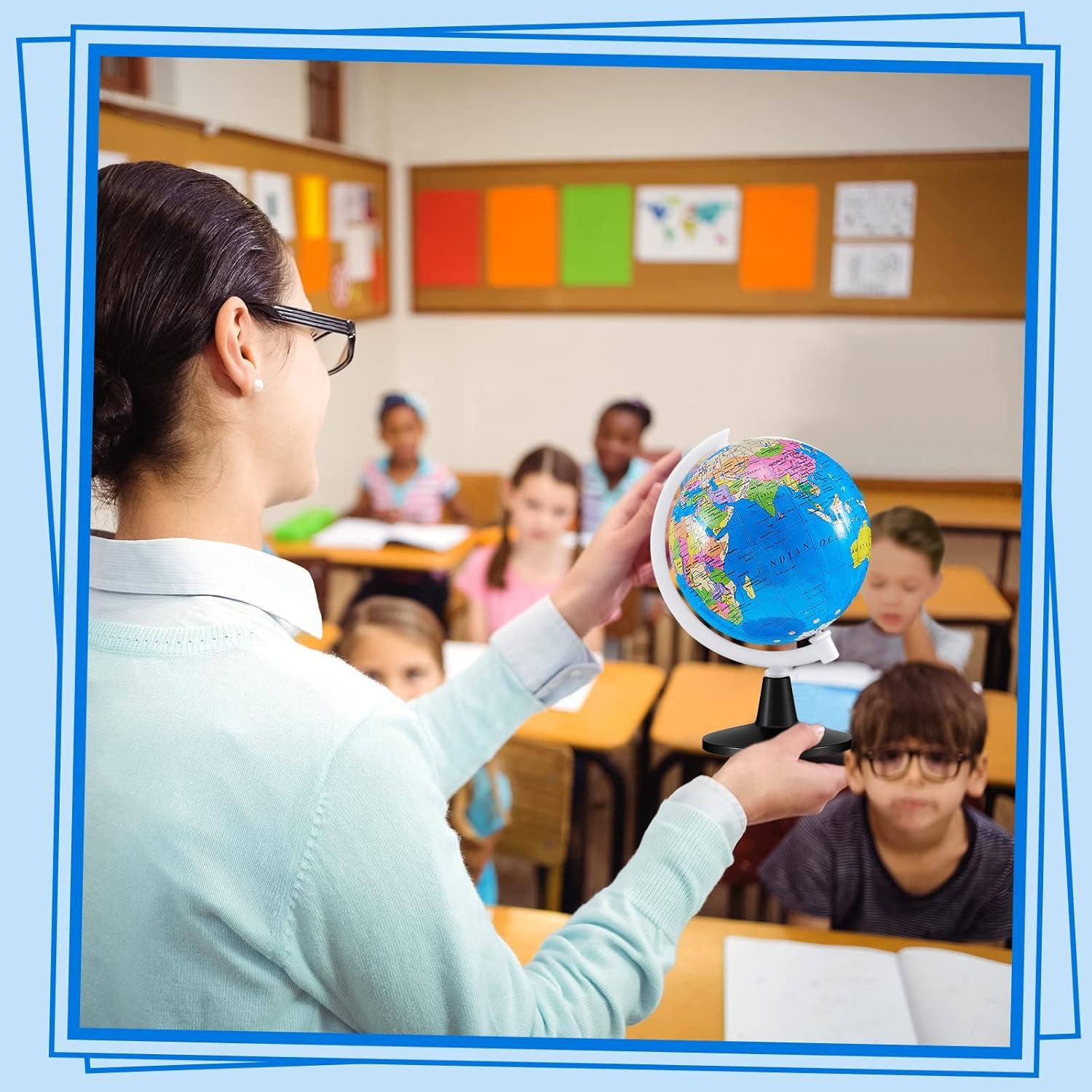 Henoyso Mini Globo Terráqueo 12 Pcs 3.4" Educativo Azul