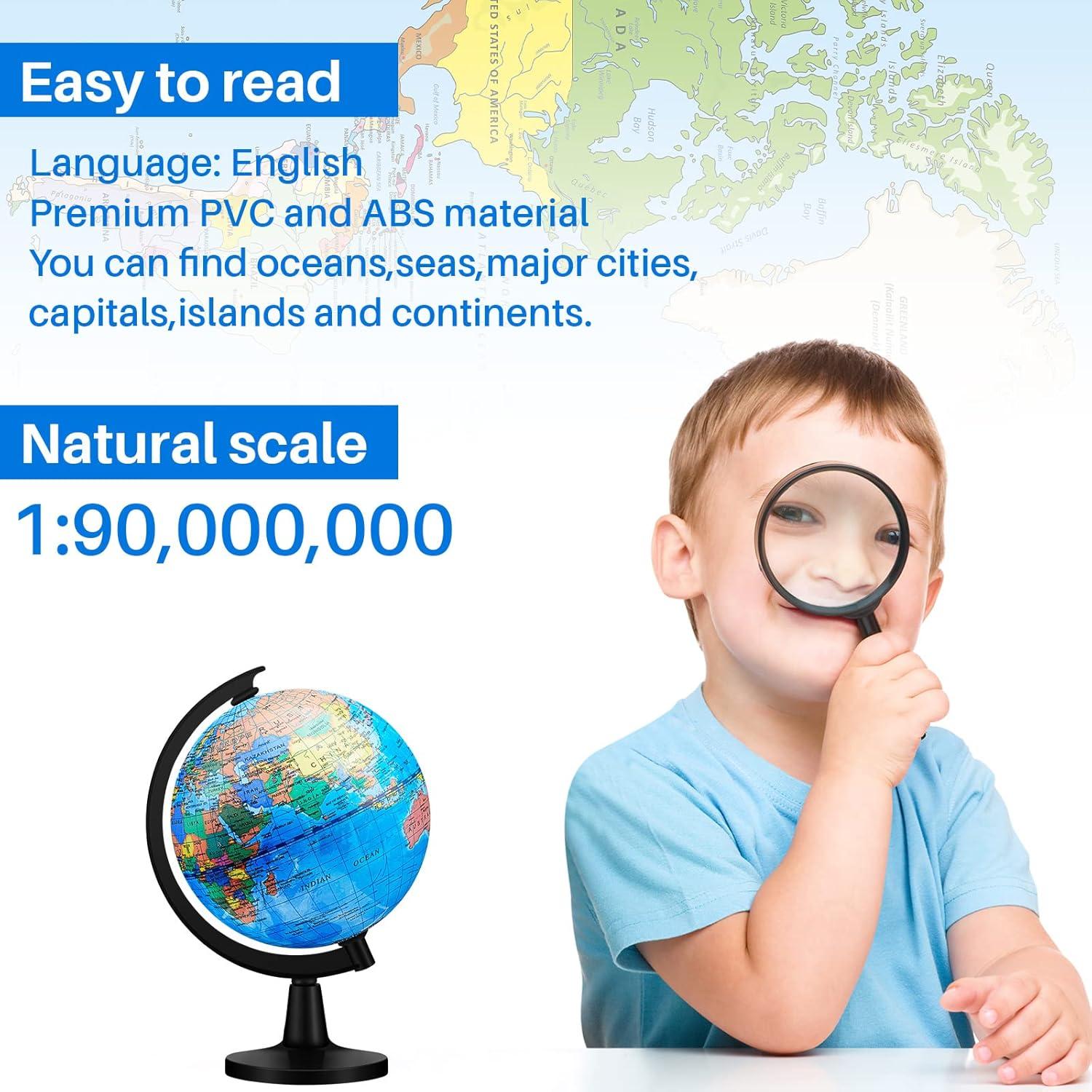 Globos Terráqueos Educativos Henoyso 11.7 cm 6 Pcs con Soporte