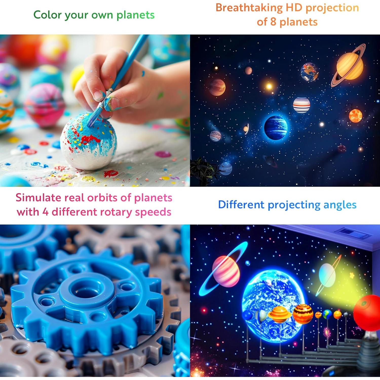 Kit Modelo Sistema Solar Playz - Motor 4 Velocidades, Proyector HD