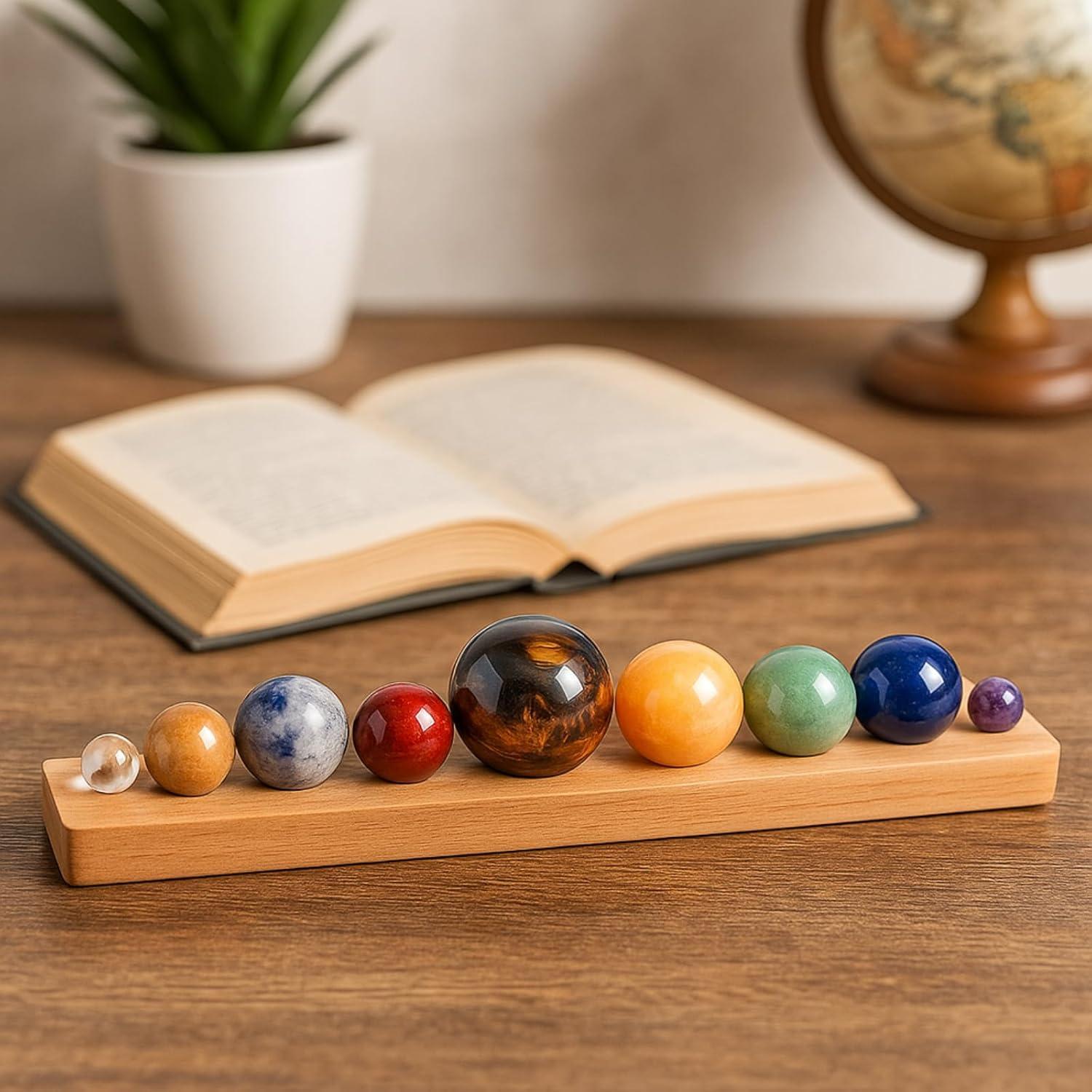 Modelo del Sistema Solar ZENFUN con Gemas Naturales y Soporte