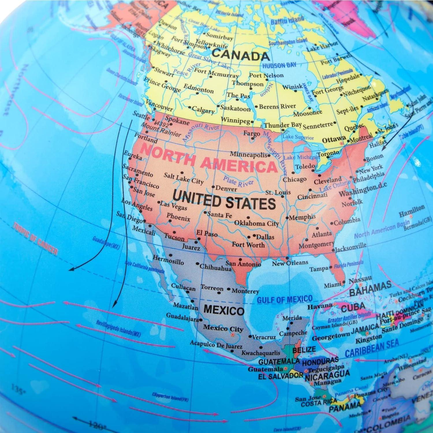 Globo Terráqueo Giratorio Juvale 20.32 cm para Aprendizaje