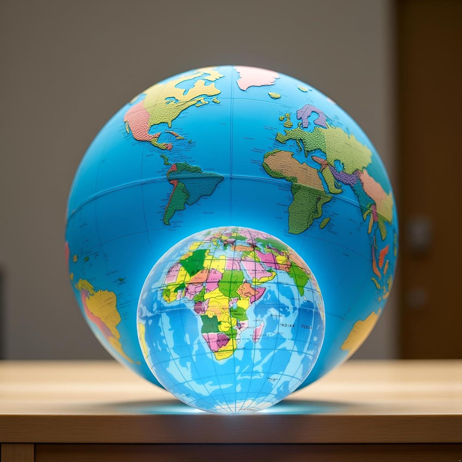 Esfera de Compresión Azul Globo Mapa Mundial 7.6CM Alivio Estrés