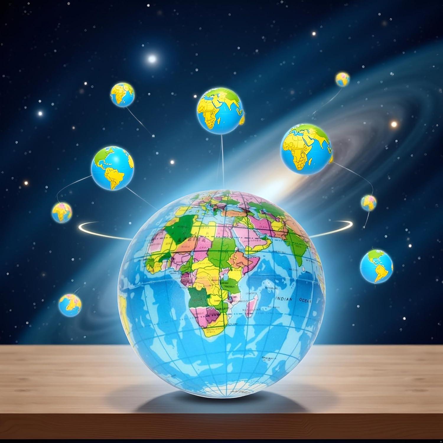 Esfera de Compresión Azul Globo Mapa Mundial 7.6CM Alivio Estrés