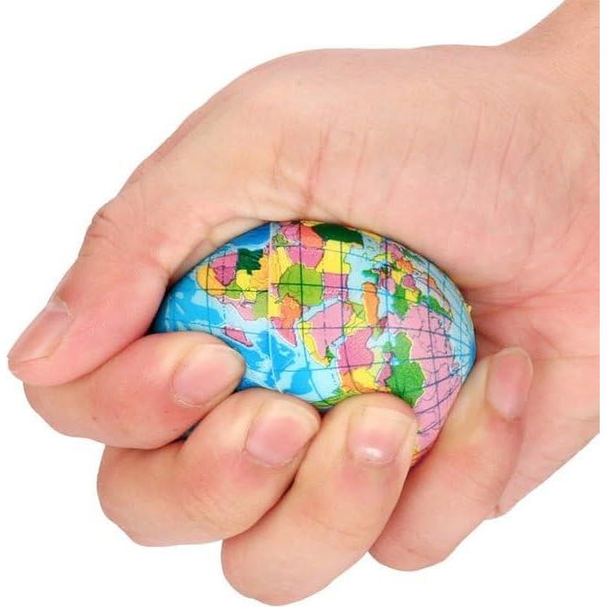 Esfera de Compresión Azul Globo Mapa Mundial 7.6CM Alivio Estrés