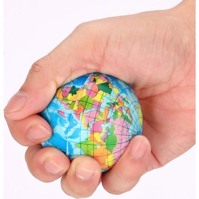 Esfera de Compresión Azul Globo Mapa Mundial 7.6CM Alivio Estrés