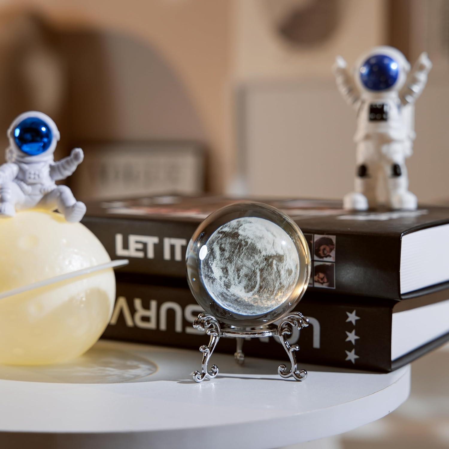 Globo Terráqueo de Cristal K9 60mm con Soporte de Metal JFTOSALE