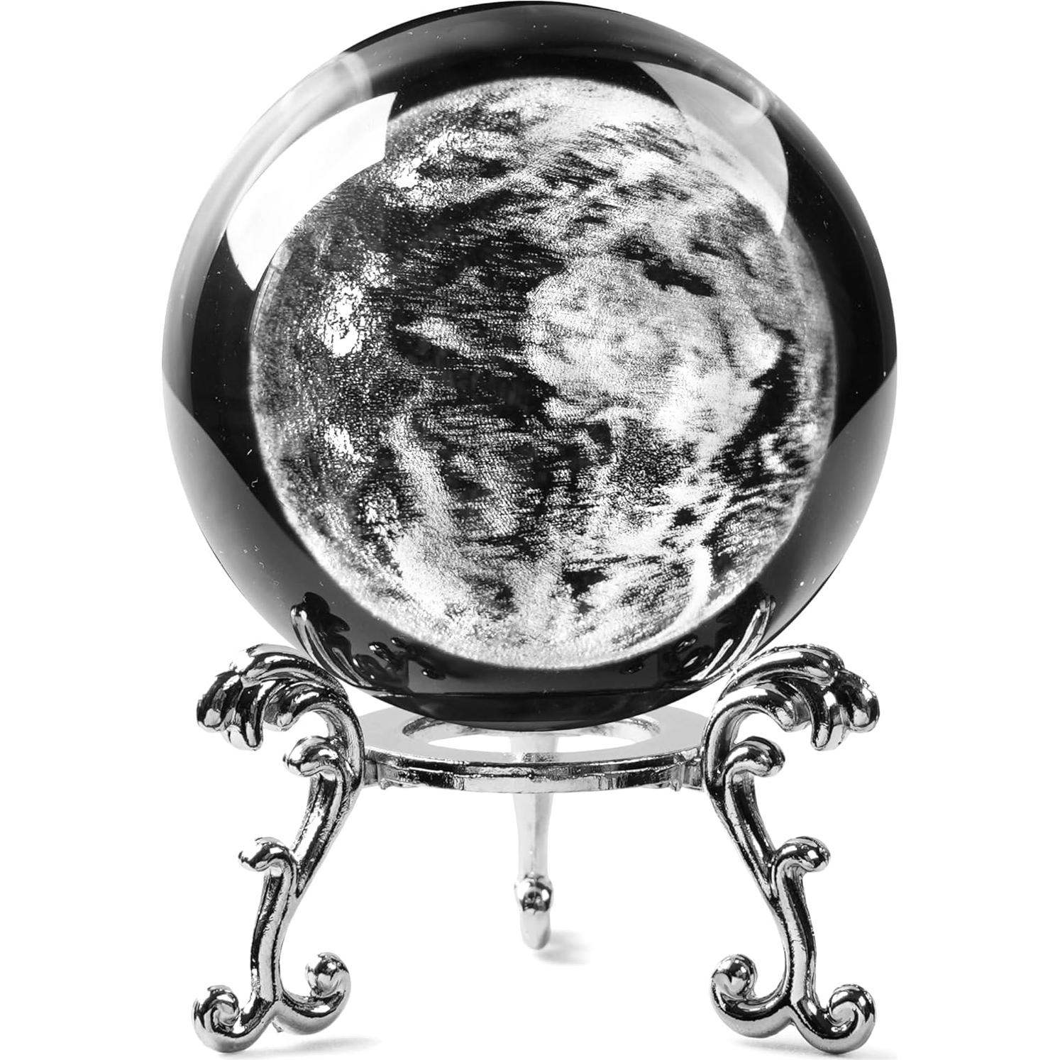 Globo Terráqueo de Cristal K9 60mm con Soporte de Metal JFTOSALE