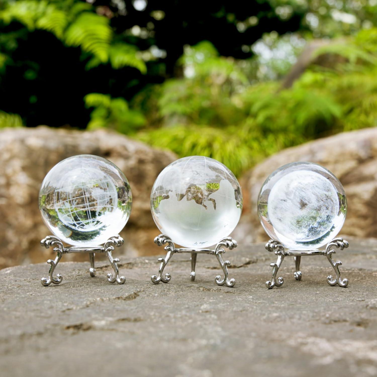 Globo Terráqueo de Cristal K9 60mm con Soporte de Metal JFTOSALE