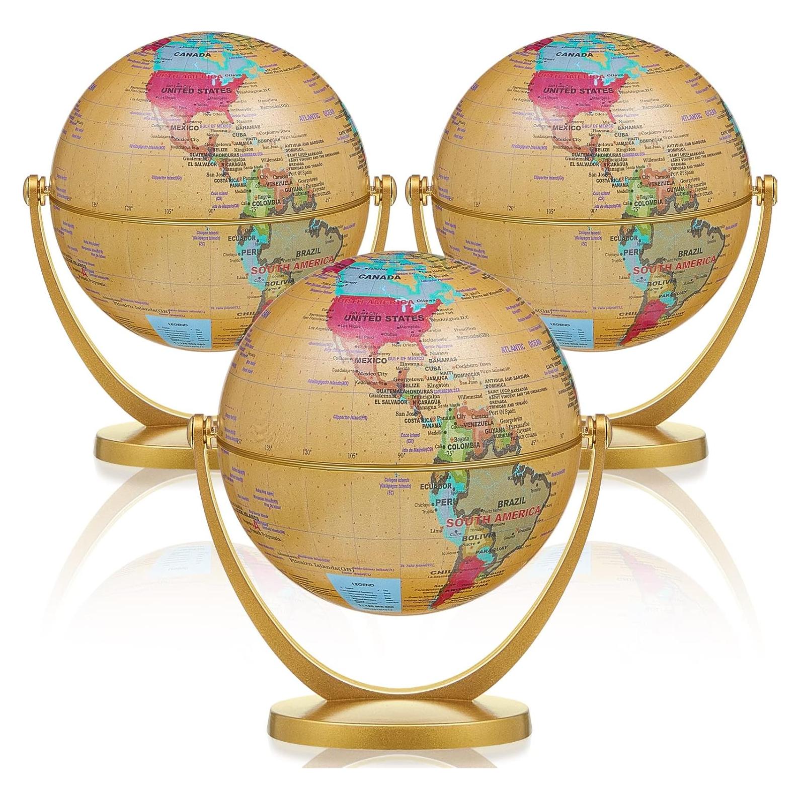 Mini Globos Terráqueos Antiguos Henoyso 10.6 cm - 3 Piezas