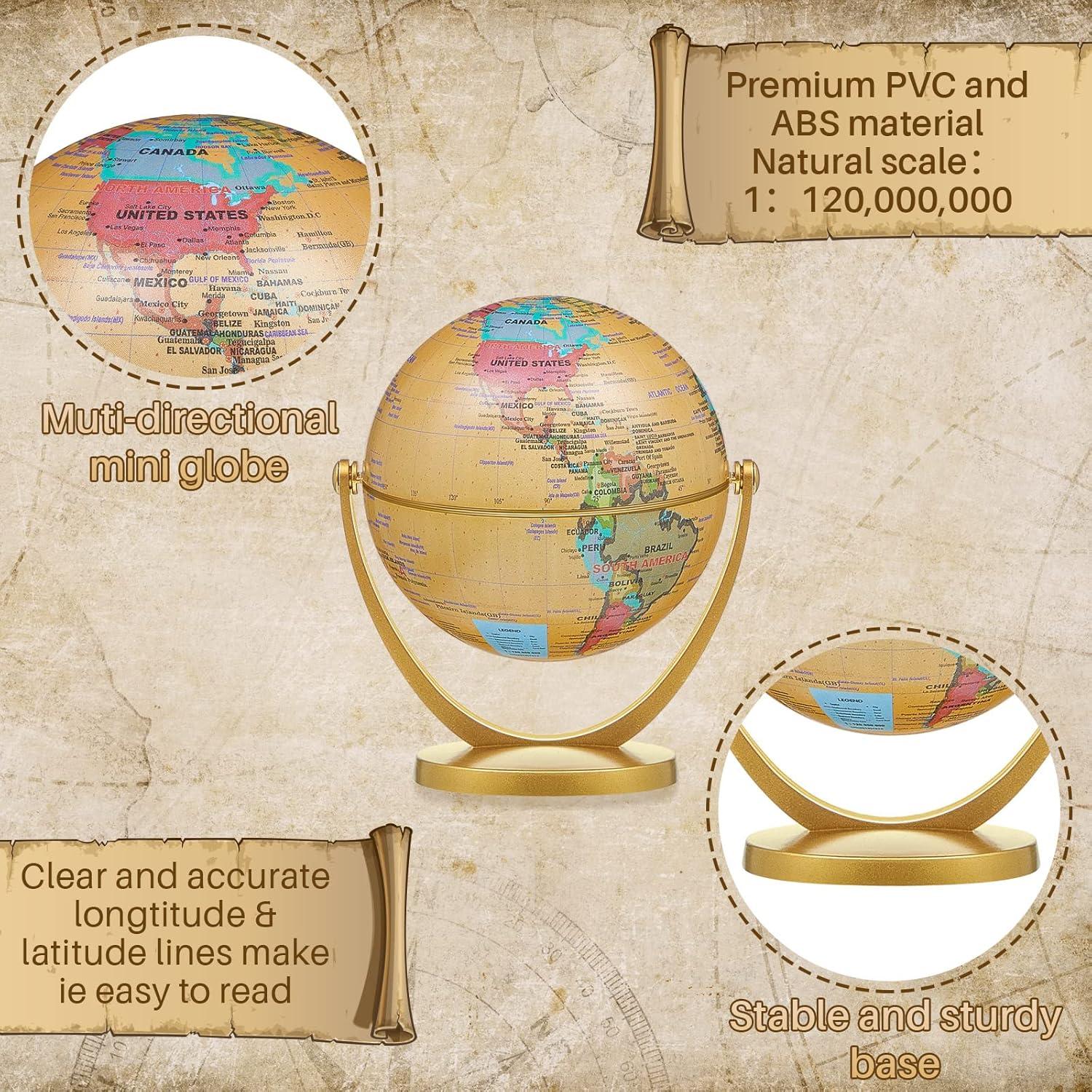 Mini Globos Terráqueos Antiguos Henoyso 10.6 cm - 3 Piezas