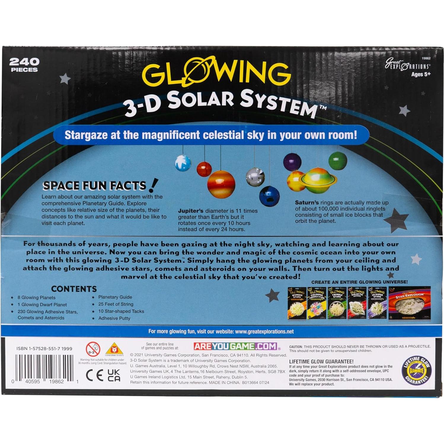Kit Colgante Sistema Solar 3D Grandes Exploraciones - Brilla en la Oscuridad