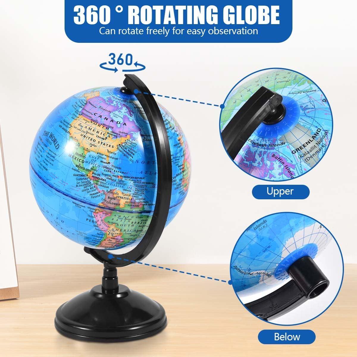 Globo Terráqueo Rotatorio KISEER 15.24 cm para Educación