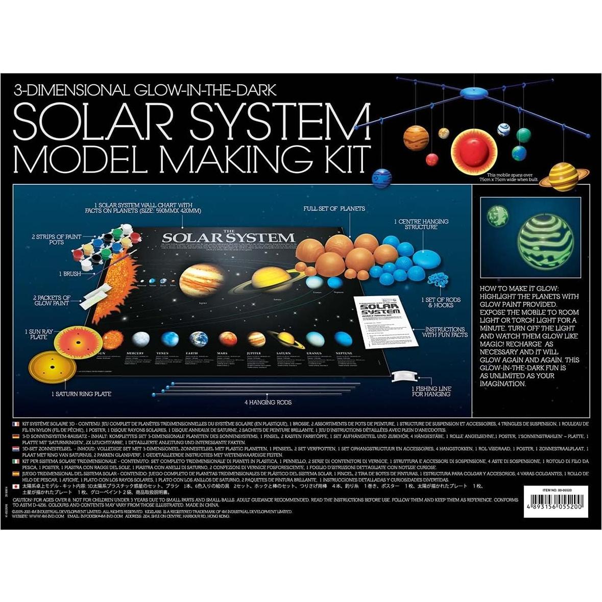 Kit Móvil del Sistema Solar 4M 3D Brilla en la Oscuridad
