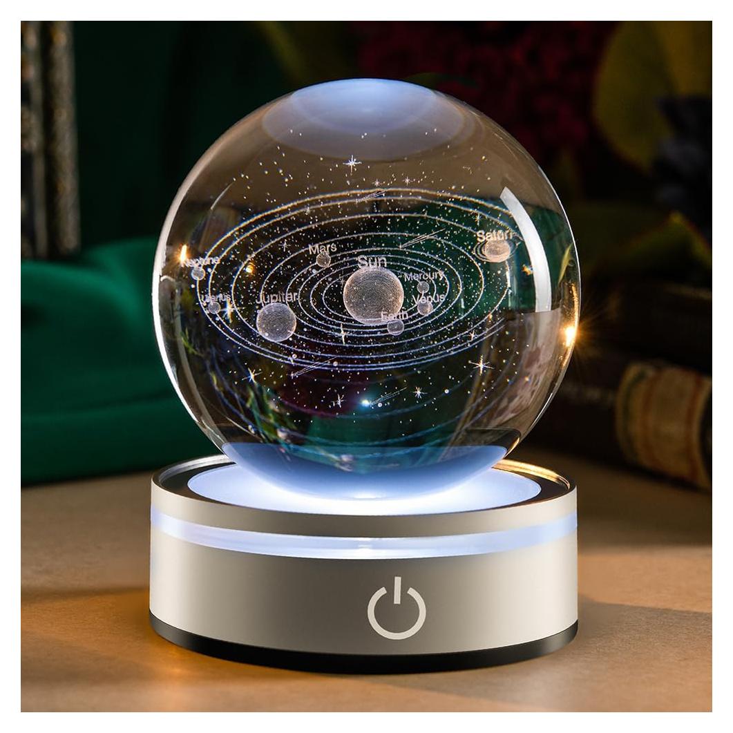 Bola de Cristal 3D Sistema Solar IFOLAINA 8 cm Luz LED