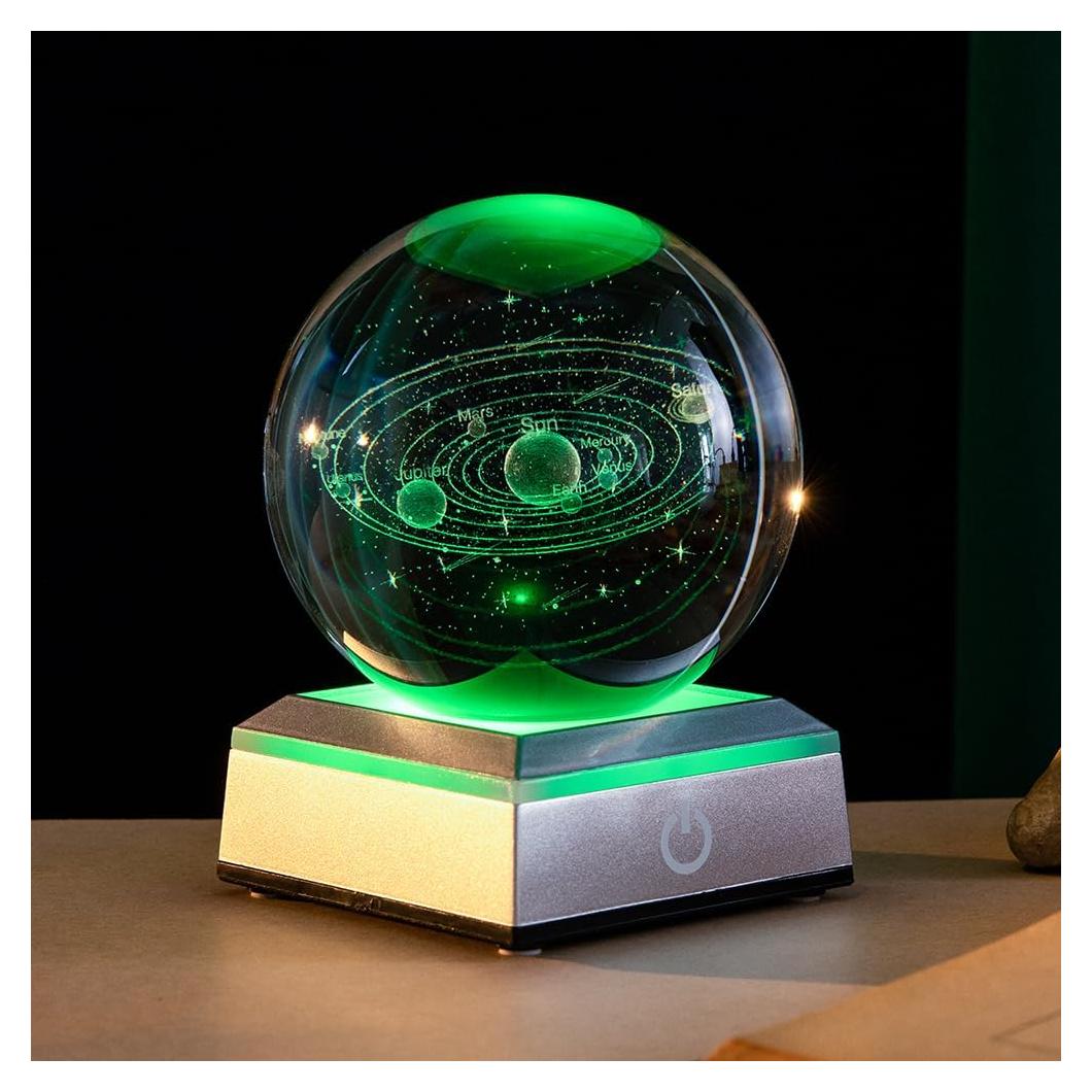 Bola de Cristal del Sistema Solar Erwei con Luz LED 10.5cm