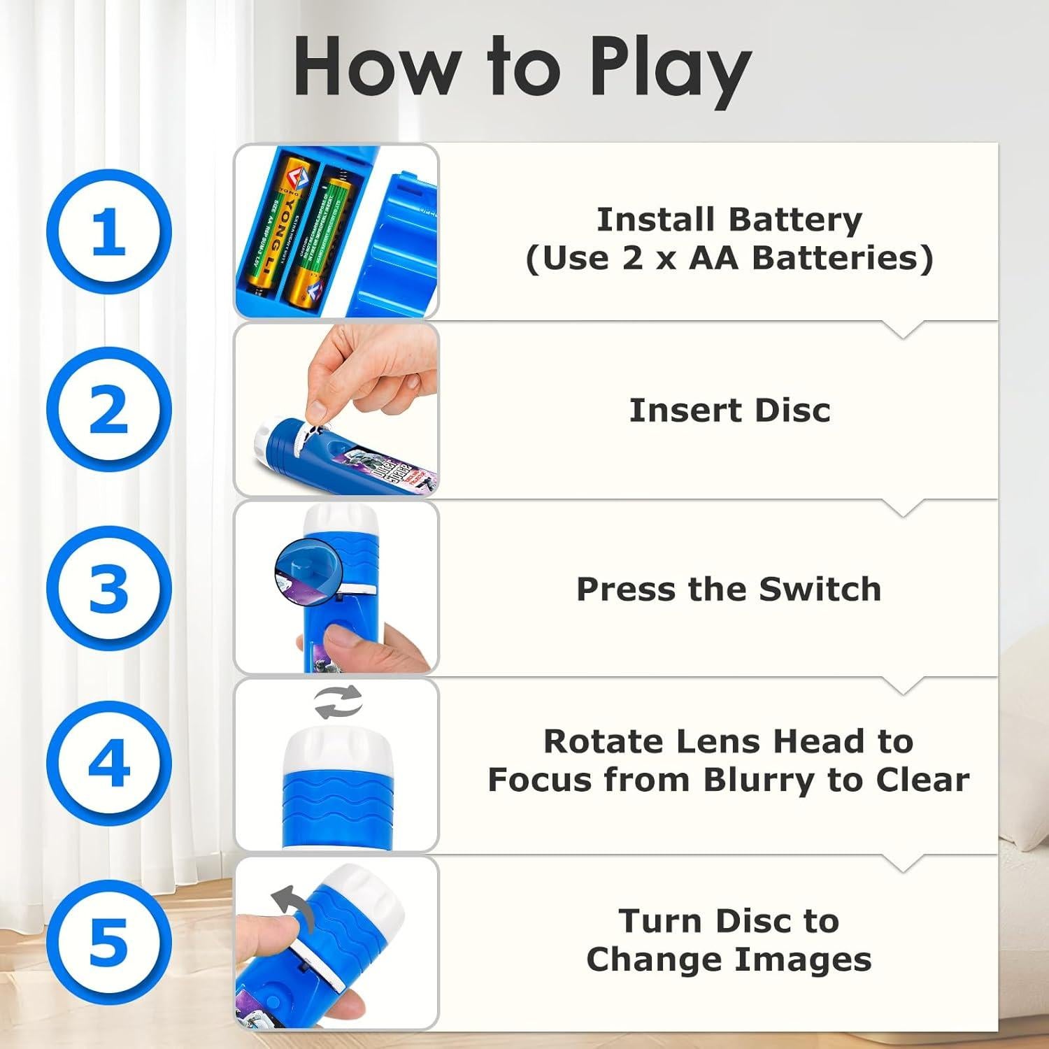 Linterna Proyector Espacio Exterior ZHIJIE 24 Imágenes 3-7 Años