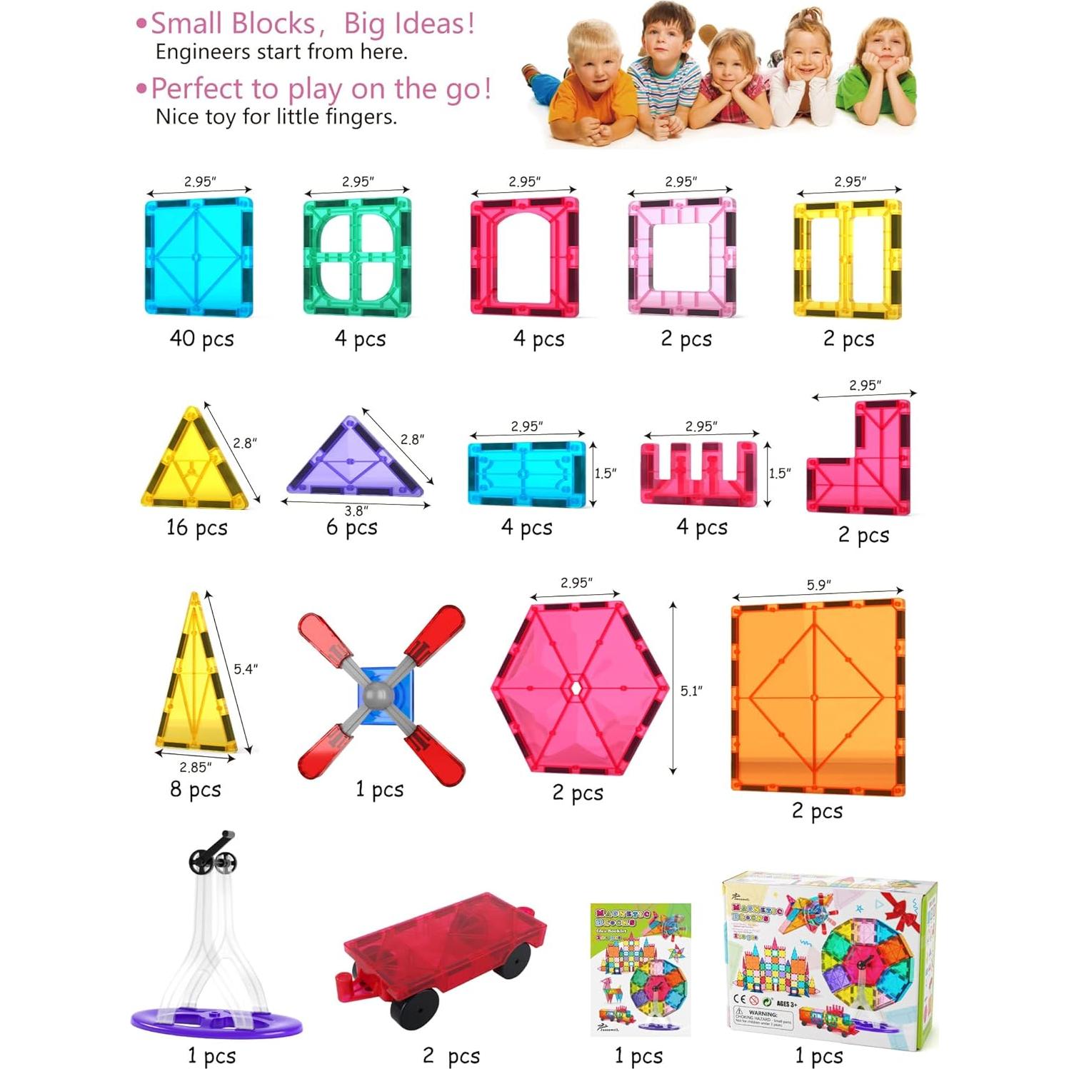 Juego de Bloques de Construcción Magnéticos Jasonwell 100 Piezas