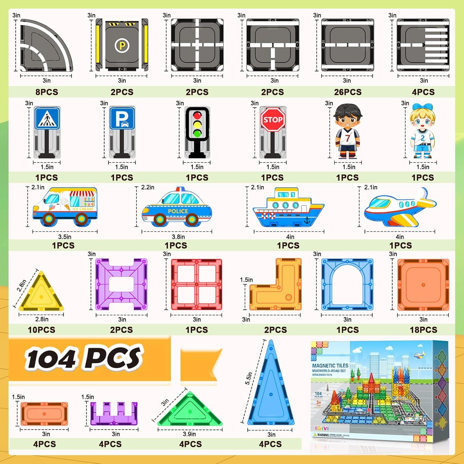 Juego de Pistas Magnéticas 104 PCS IGIVI para Niños 3+ Años