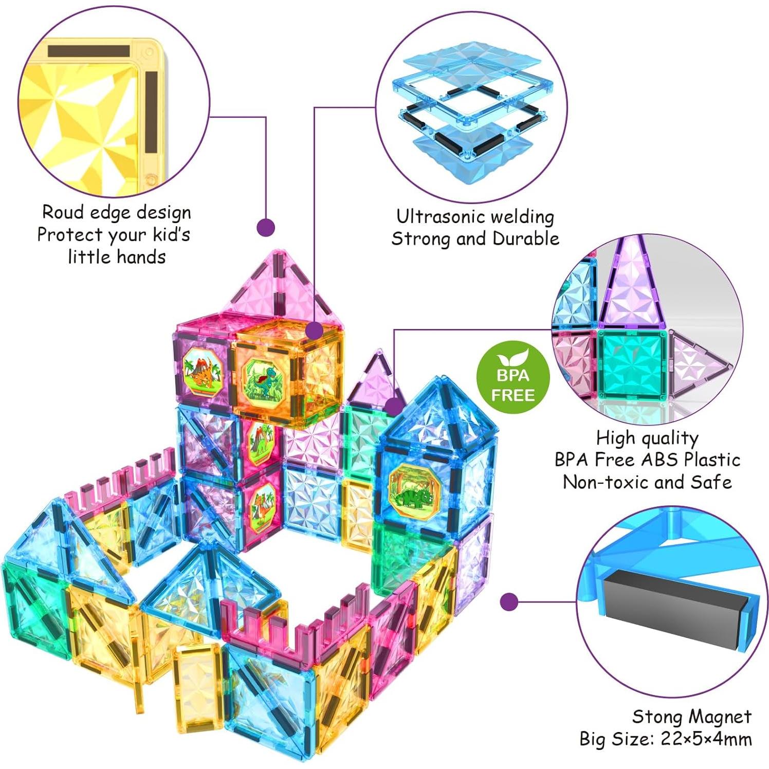 Juego de Bloques Magnéticos Jasonwell 110PCS para Niños 3+