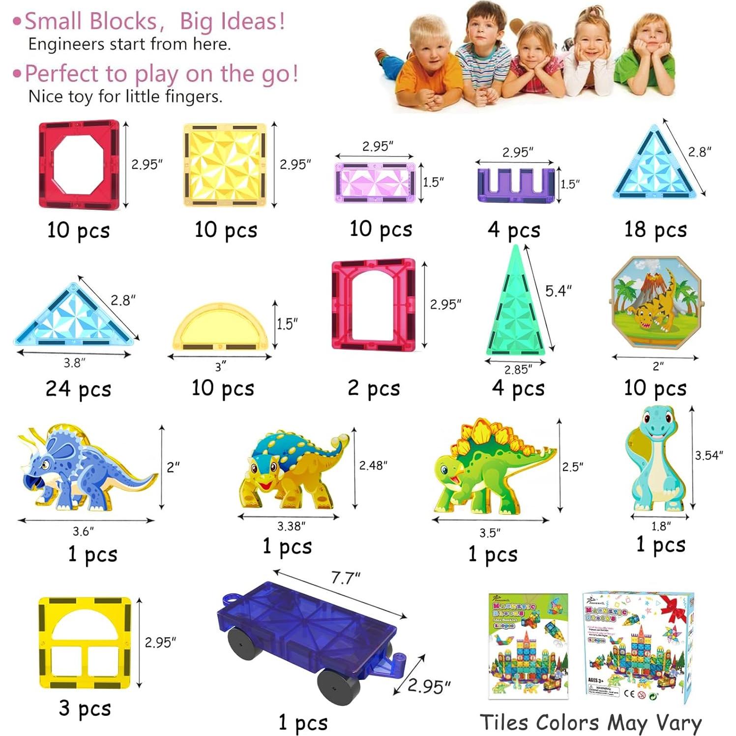 Juego de Bloques Magnéticos Jasonwell 110PCS para Niños 3+