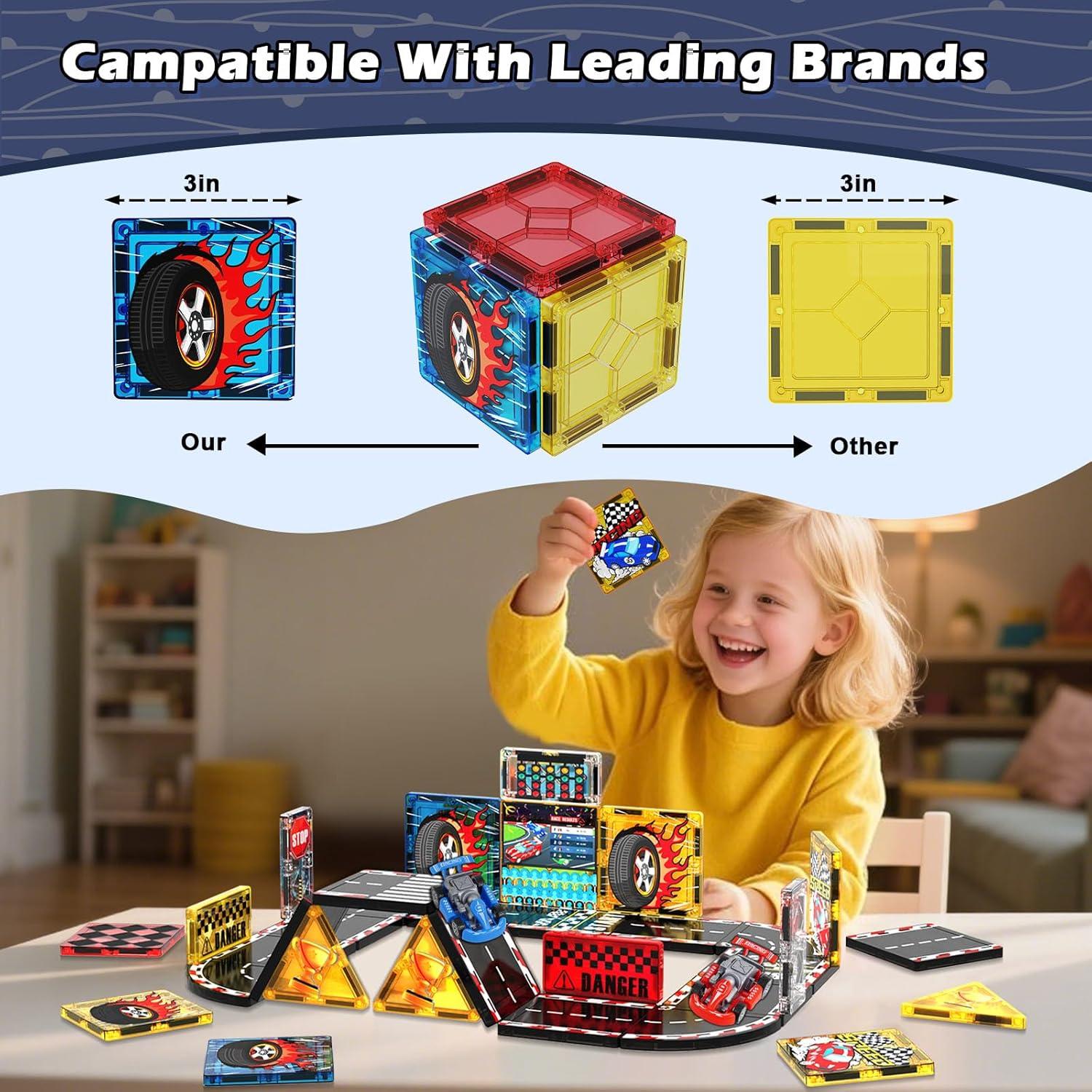 Juego de Pistas Magnéticas Magna Tiles con 2 Coches - 16.24x6.10cm