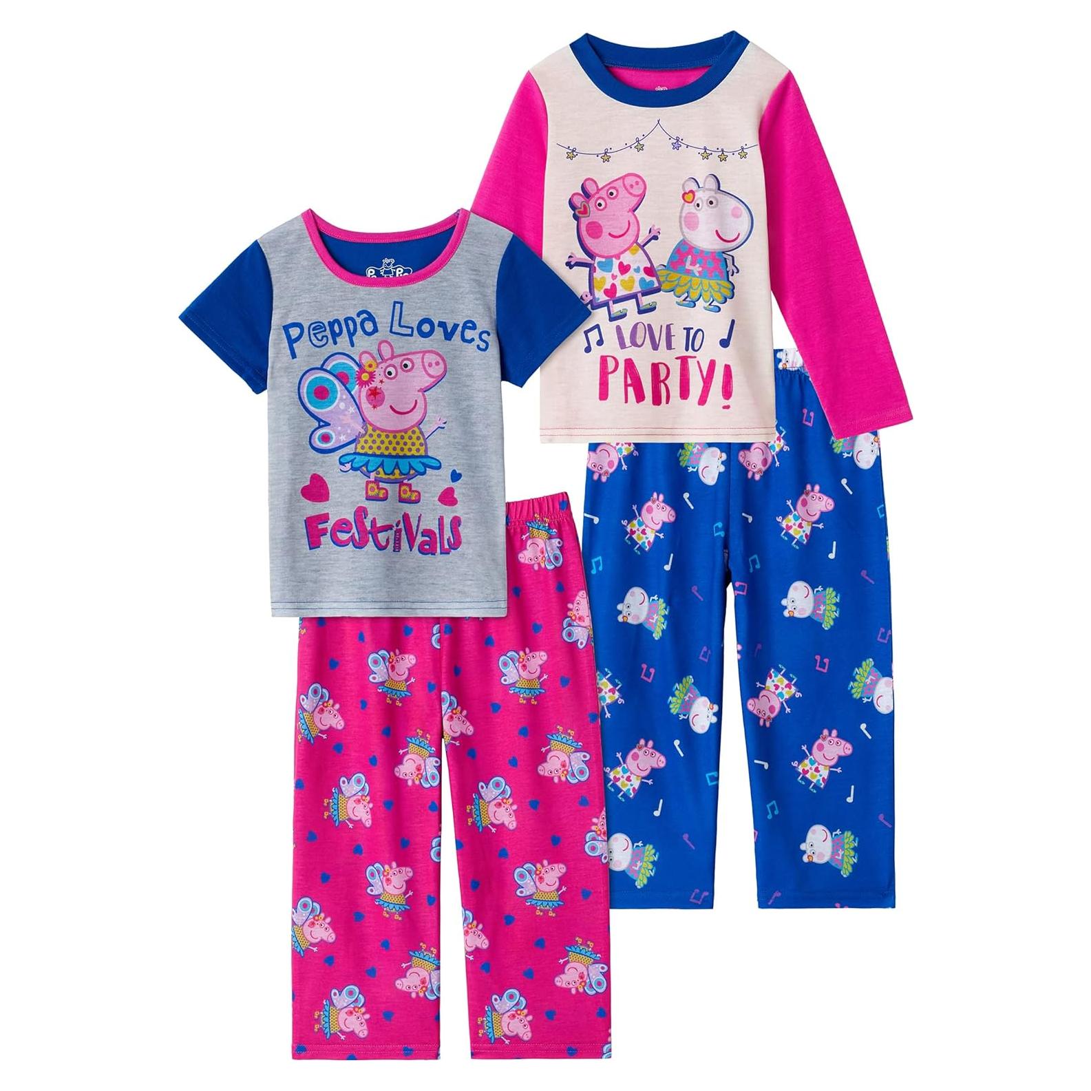 Pijamas Peppa Pig Niñas 4 Piezas Conjunto Ropa Dormir