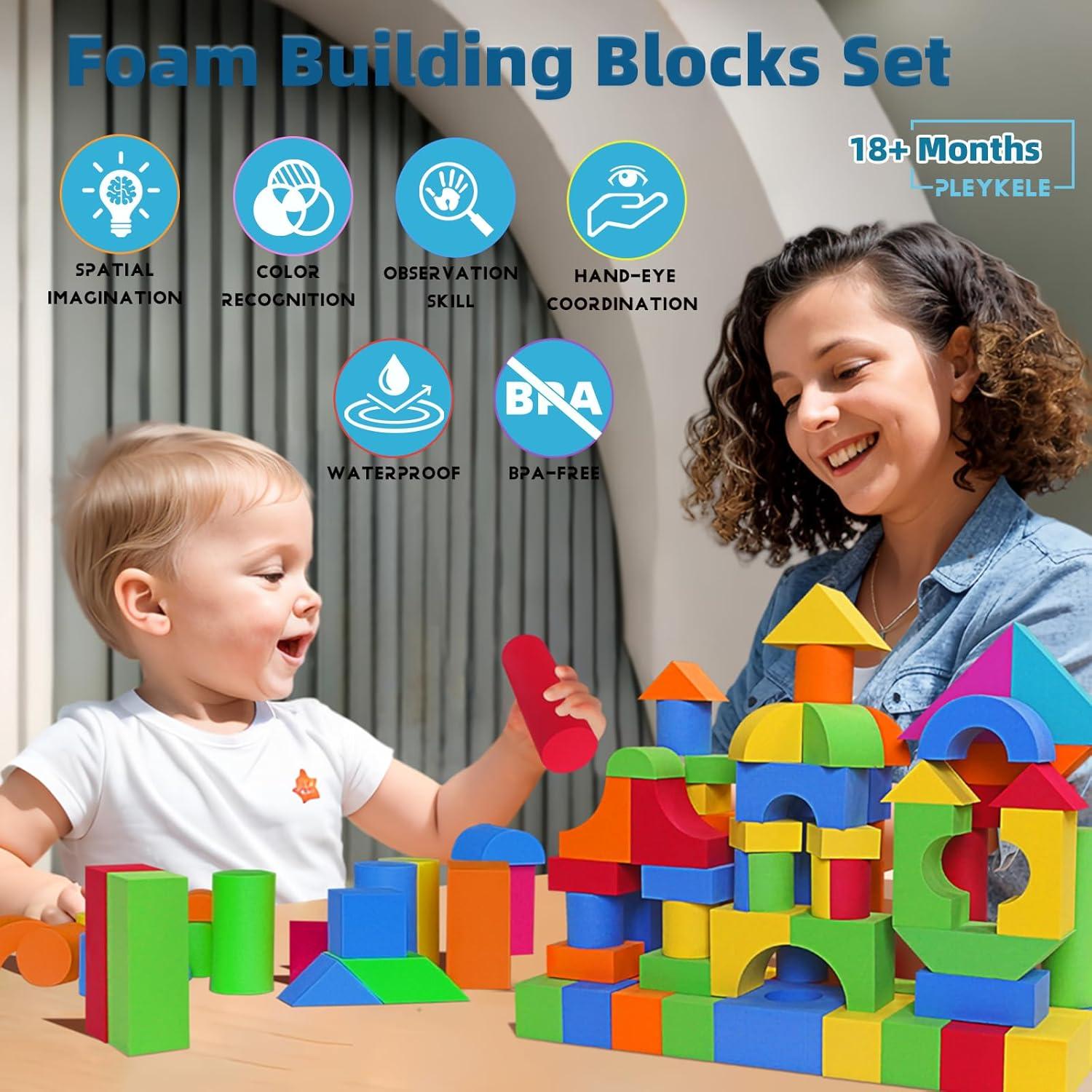 Bloques de Construcción Suaves Pleykele 94PCS para Niños 18+ Meses