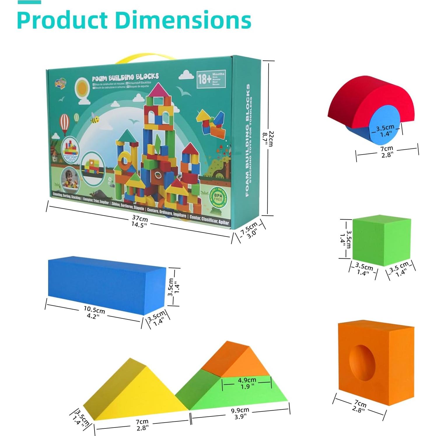 Bloques de Construcción Suaves Pleykele 94PCS para Niños 18+ Meses