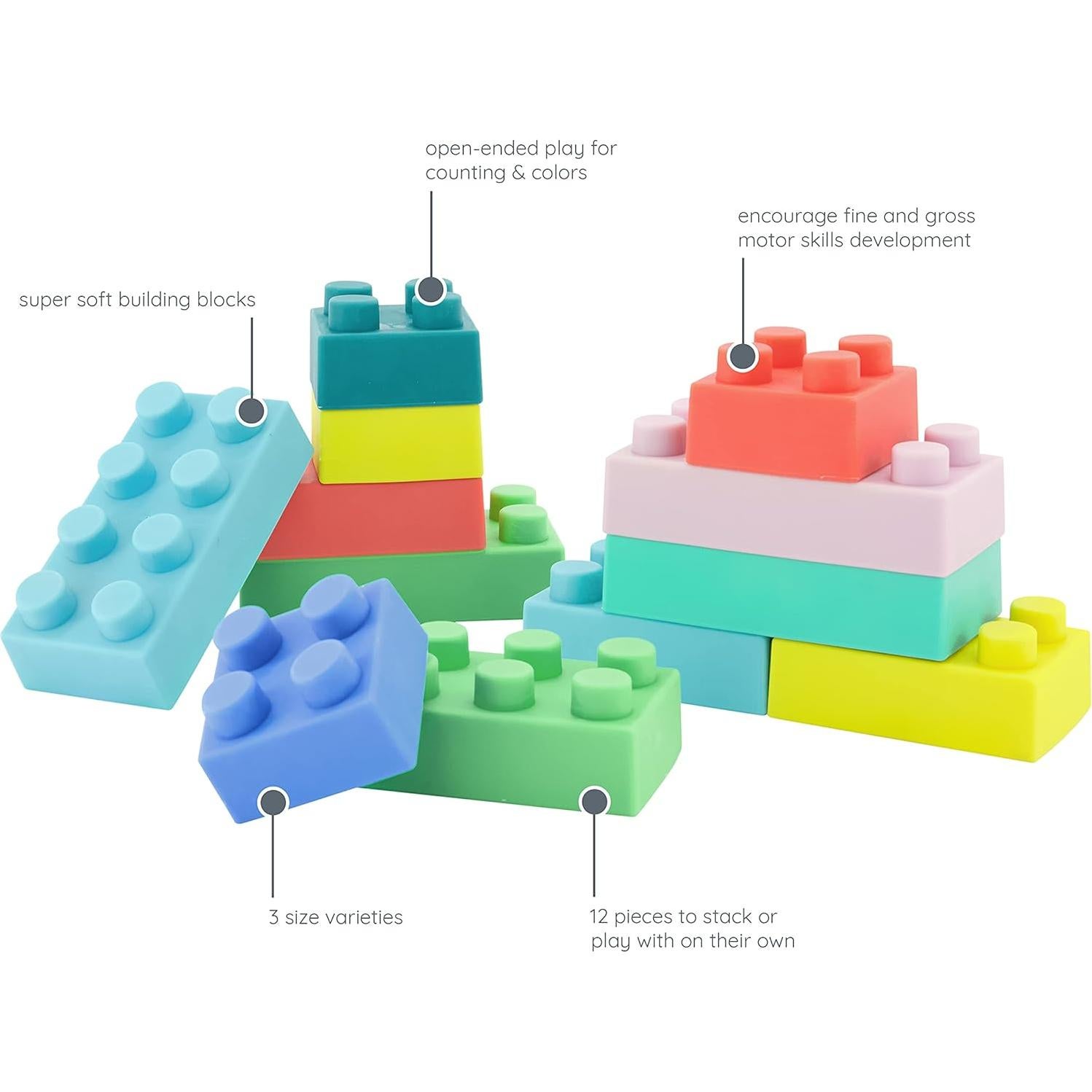 Bloques de Construcción Suaves Infantino Set 12 Piezas Multicolor