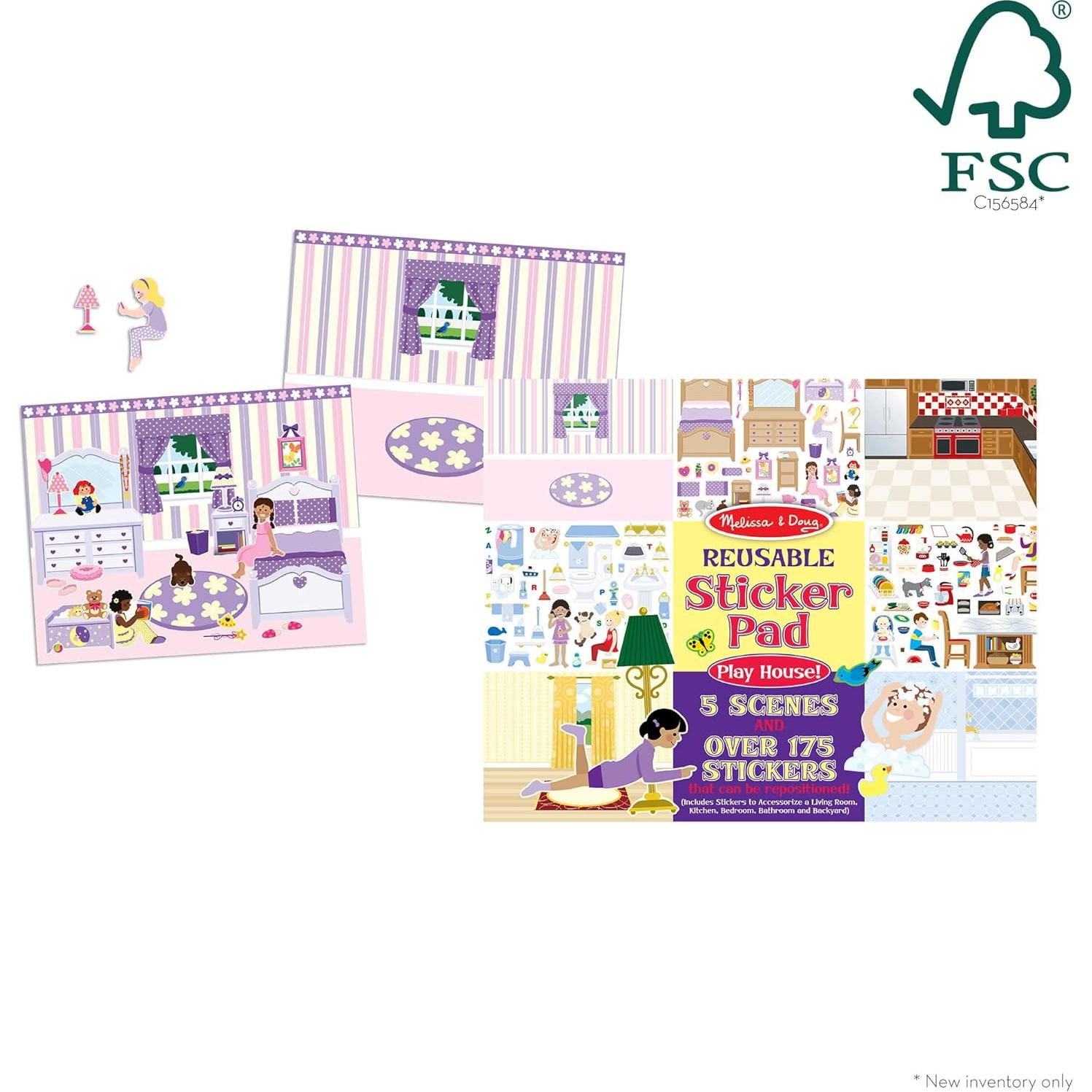 Juego de Almohadillas de Pegatinas Reutilizables Melissa & Doug - Casa de Jugar